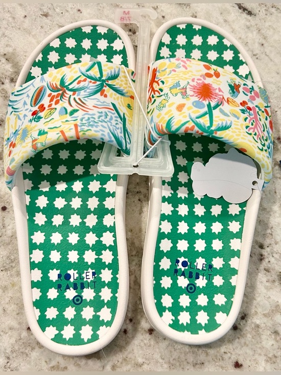 Roller Rabbit Shoes - Roller Rabbit x Targe Multicolor Floral Green Patterned Slide Sandals